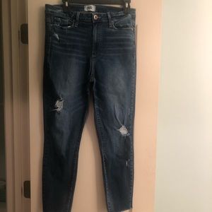 PAIGE Medium Wash Destructed Skinny Jeans
